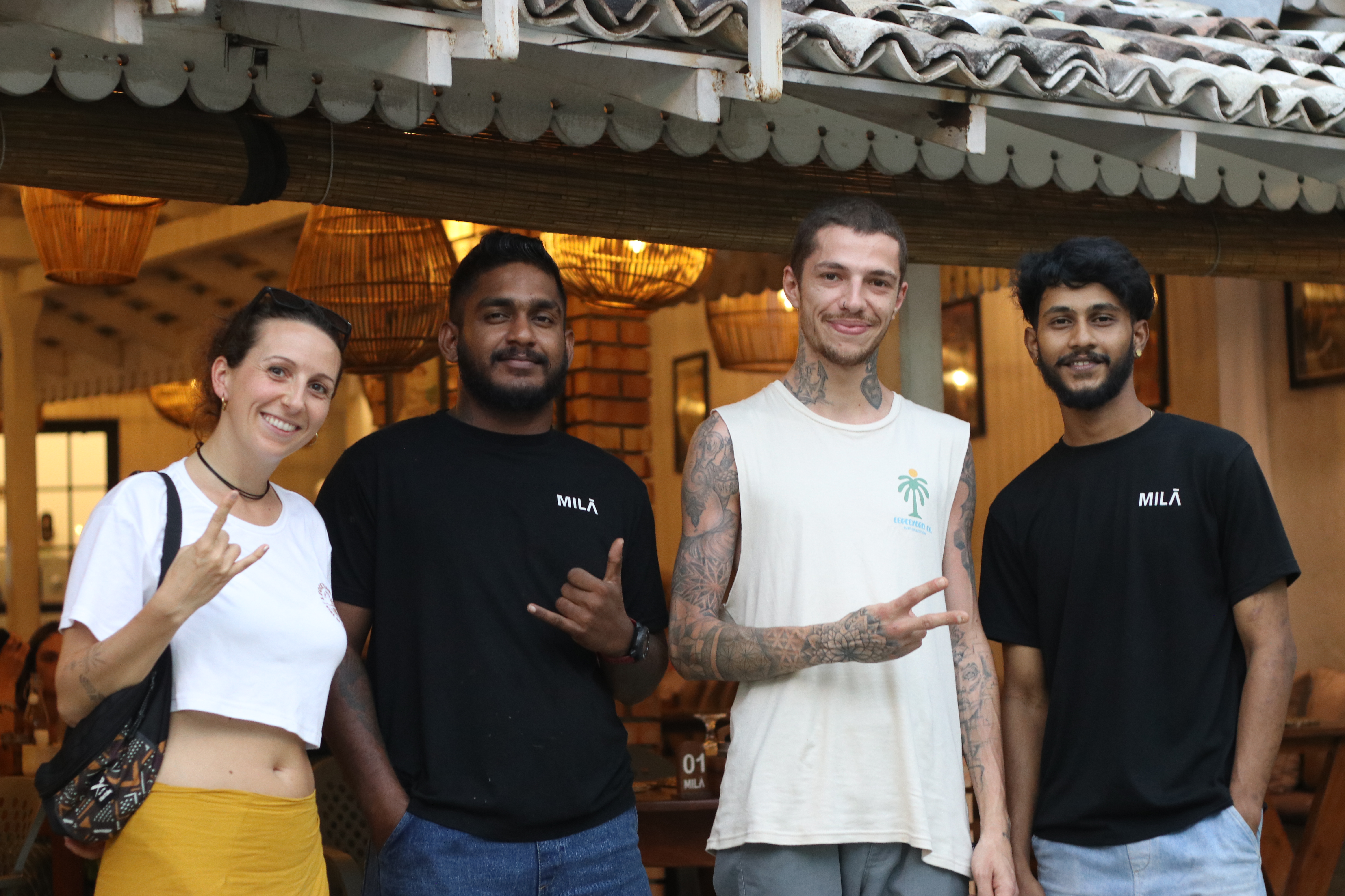 Barista serving coffee