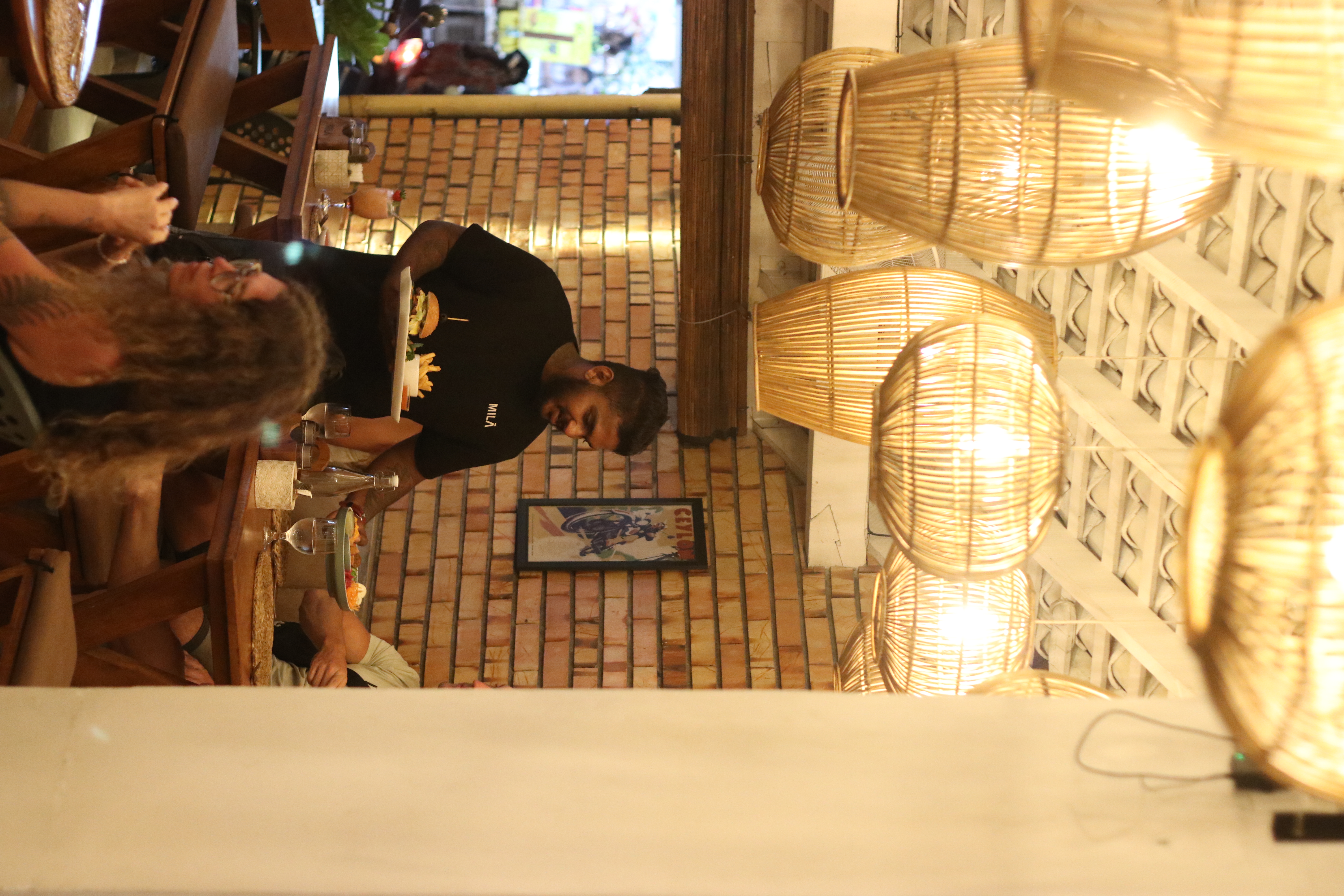 Barista serving coffee